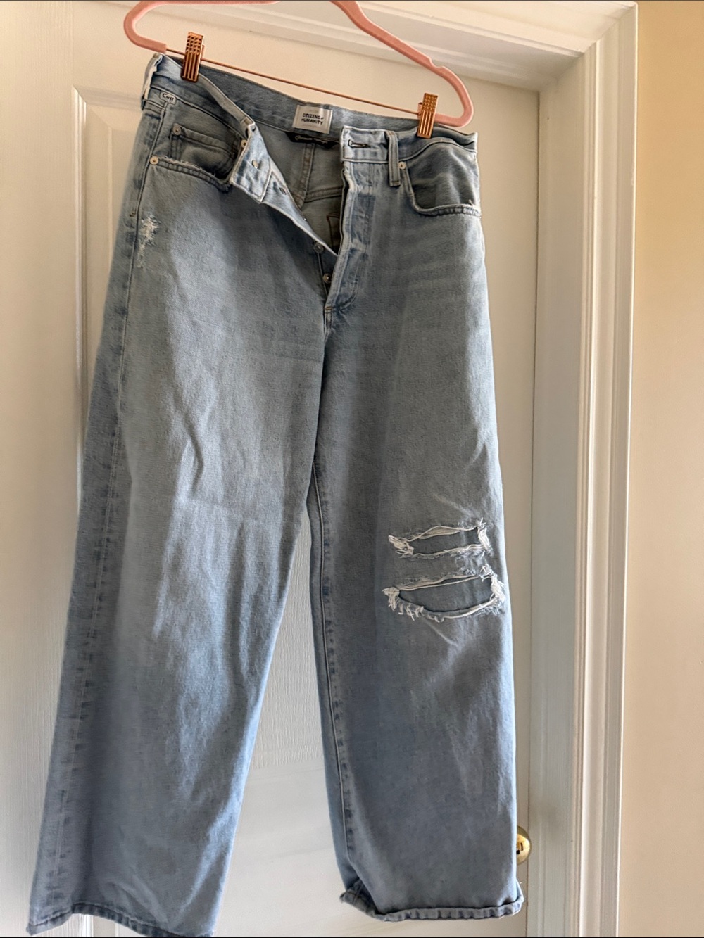 Citizens Of Humanity Light Blue Distressed Boyfriend Jeans
